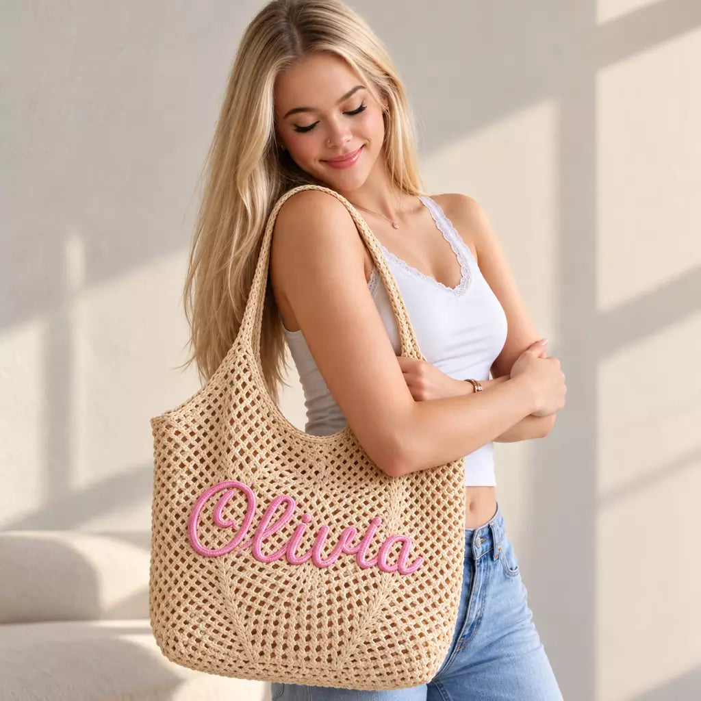 Custom Embroidered Crochet Tote Bag