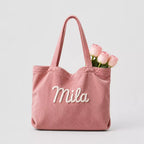Embroidered Letter Tote Bag