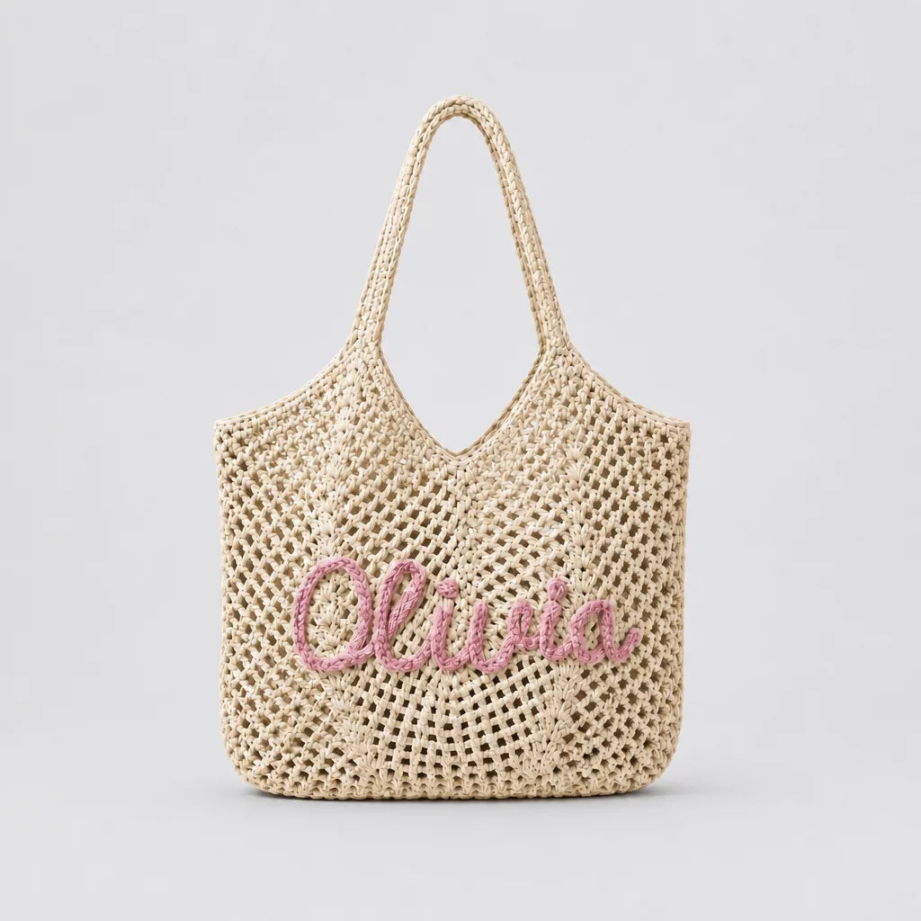 Custom Embroidered Crochet Tote Bag