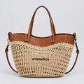 Woven Straw Leather Tote Bag