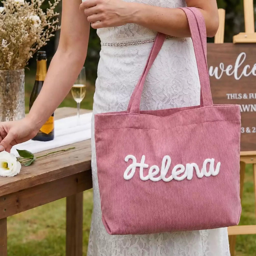 Embroidered Letter Tote Bag