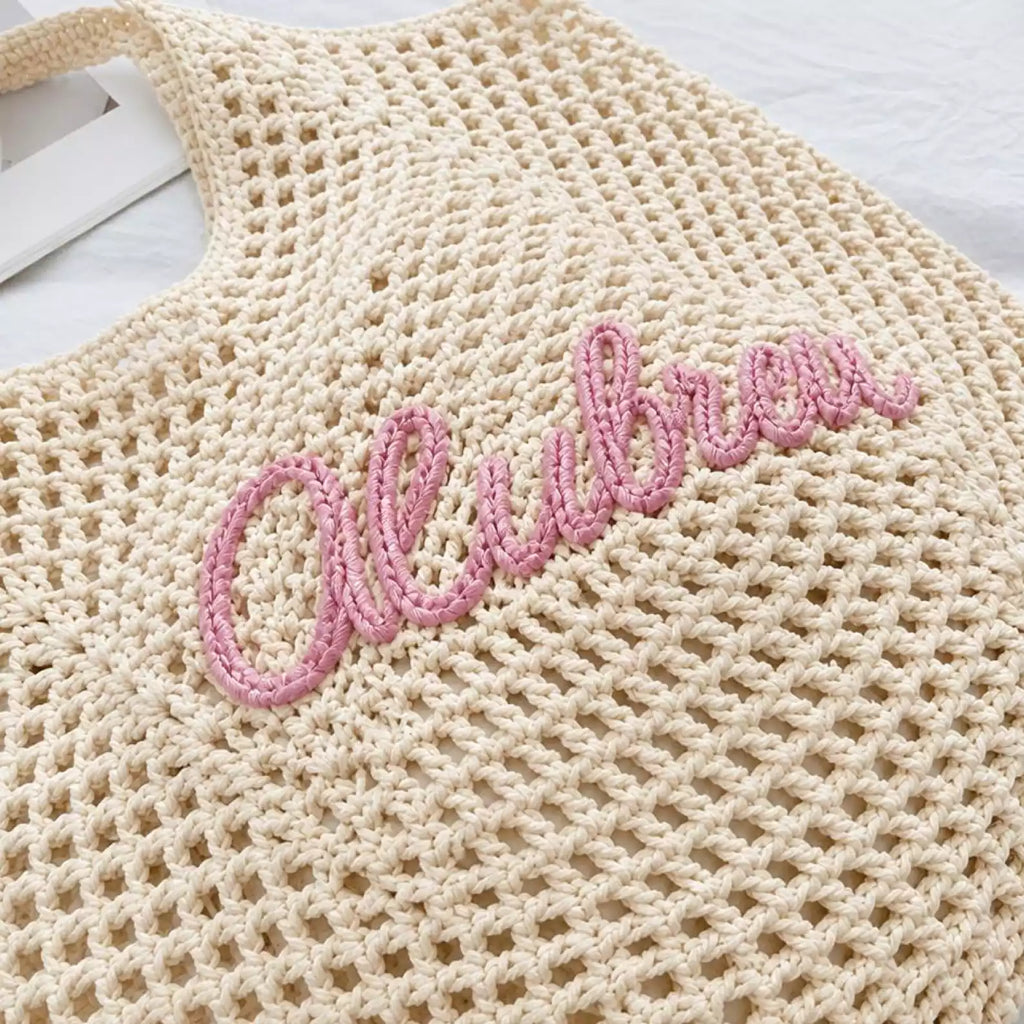 Custom Embroidered Crochet Tote Bag