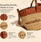 Woven Straw Leather Tote Bag