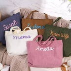 Embroidered Letter Tote Bag