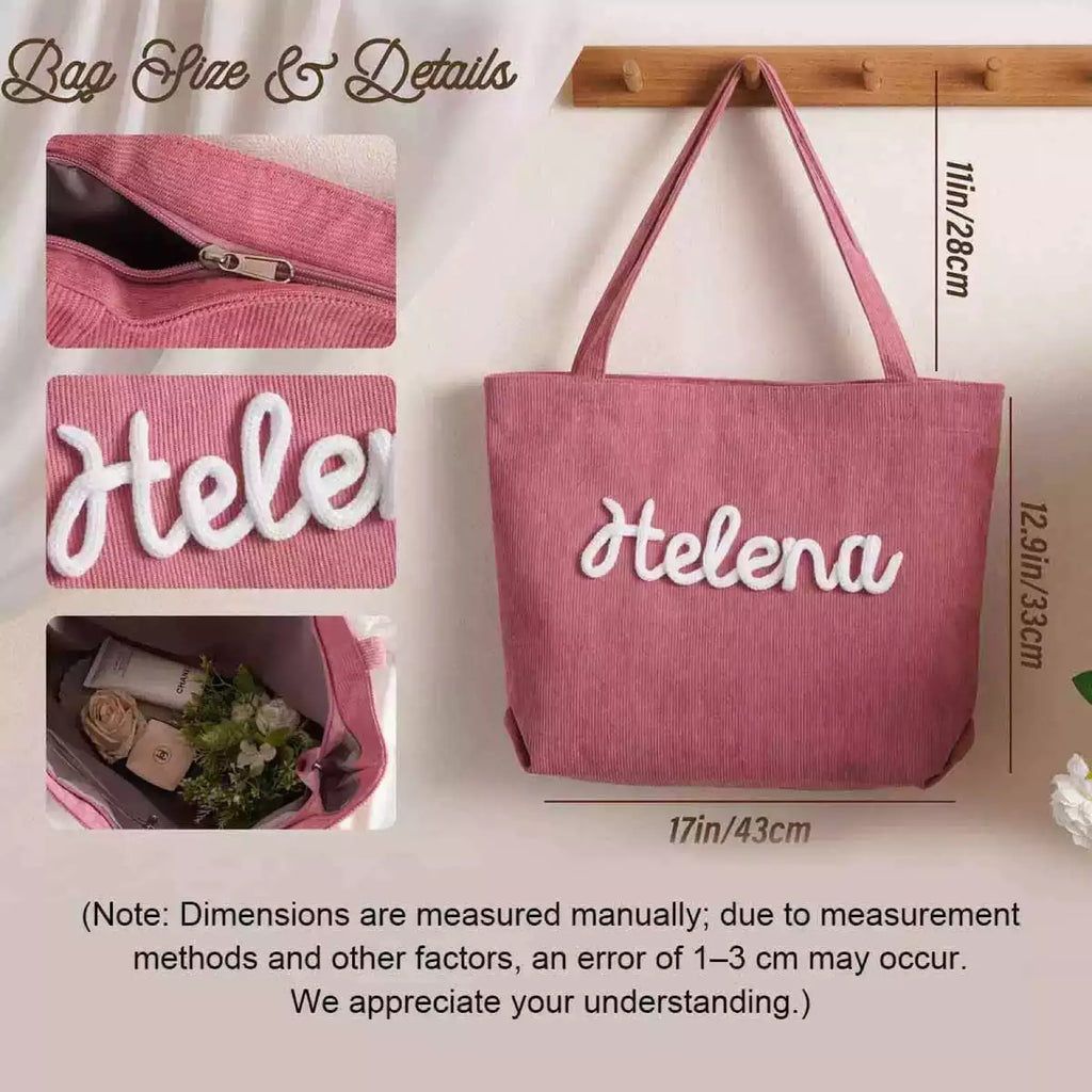Embroidered Letter Tote Bag