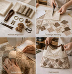 Vintage Lace Patchwork Shoulder Bag with Lemon Print