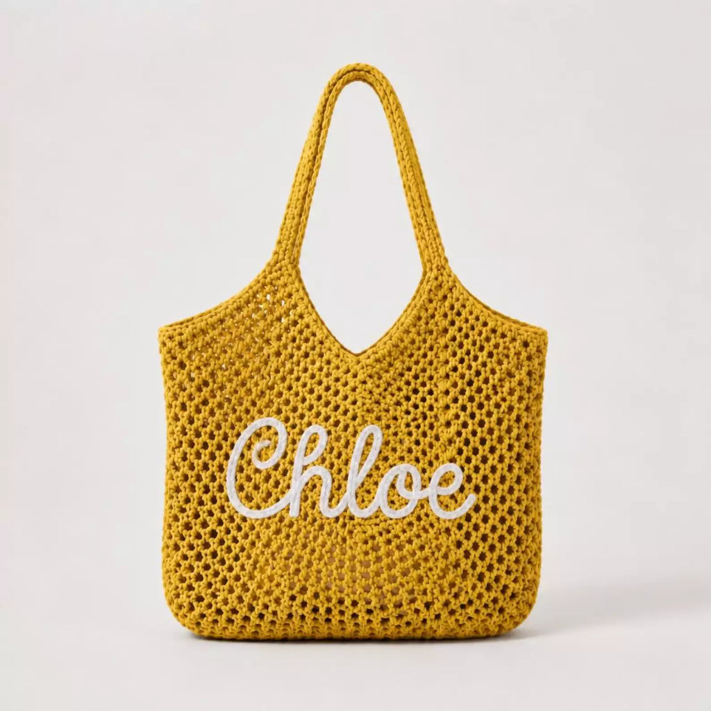 Custom Embroidered Crochet Tote Bag