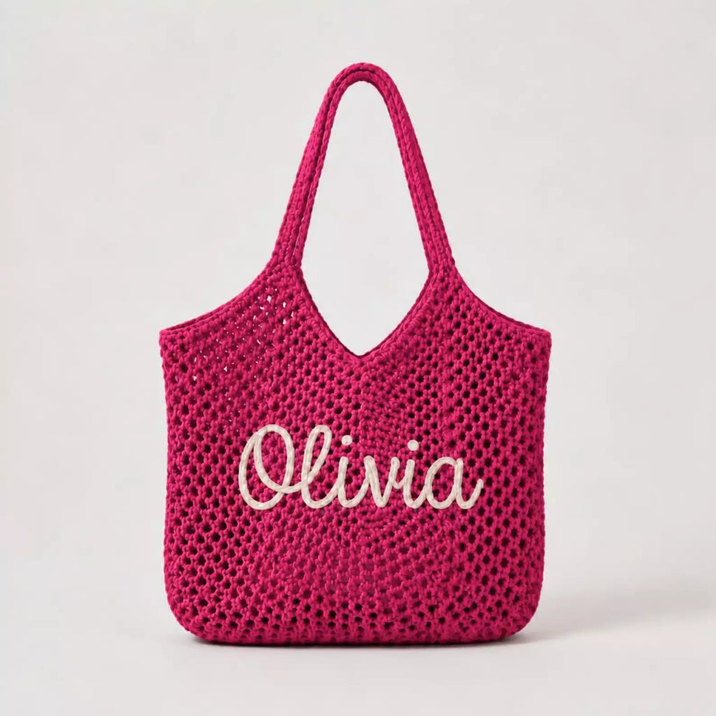 Custom Embroidered Crochet Tote Bag
